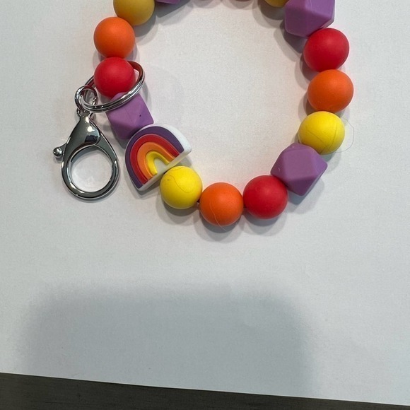 Keychain, rainbow‎ bow wristlet - Picture 2 of 2